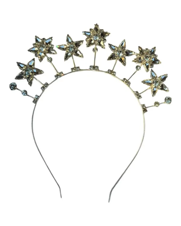 Kristal Taşlı Yıldız Tacı - Beyaz