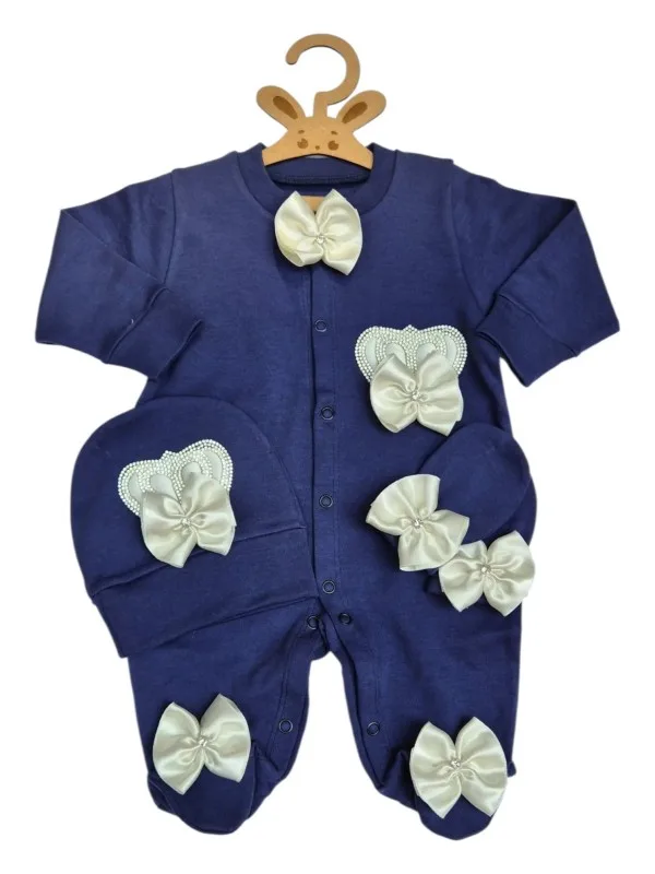 Erkek Bebek Tulum Set-Lacivert