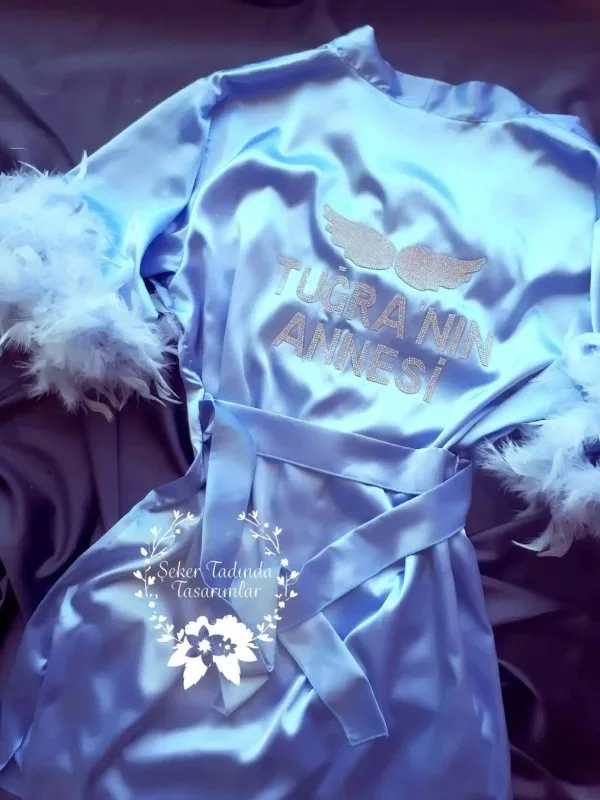 Otrişli Taş Kanatlı Mavi Lohusa Sabahlık