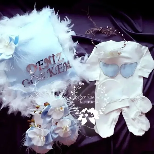 Erkek Bebek Orkide Detaylı Hastane Çıkış Seti