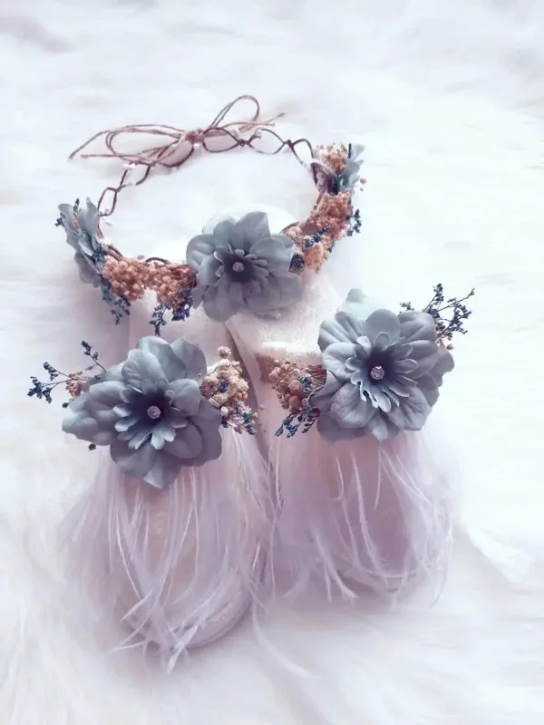 Taç Terlik Seti Naturel Su Yeşili