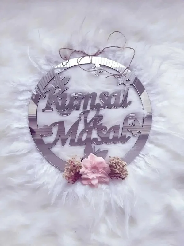 Kişiye Özel Bebek Kapı Süsü - Tüy Ve Cipso Detaylı