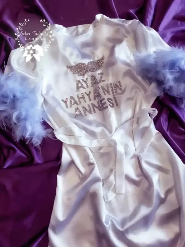 Lohusa Sabahlığı – Beyaz Sabahlık Mavi Otrişli