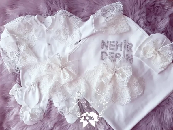 Fransız Güpür Detaylı Tulum-Battaniye Seti