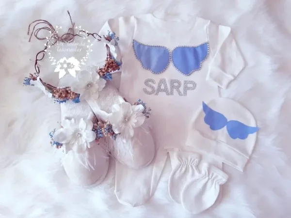 Bebe Mavi Detaylı Hastane Çıkış Seti