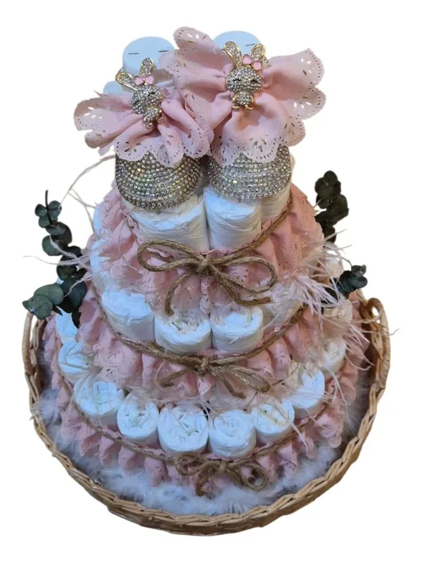 Kız Bebek Bez Pastası Ve Taşlı Ayakkabı