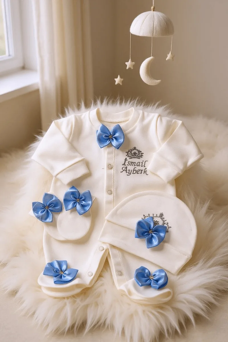 Erkek Bebek Tulum-Kişiye Özel Hastane Çıkışı