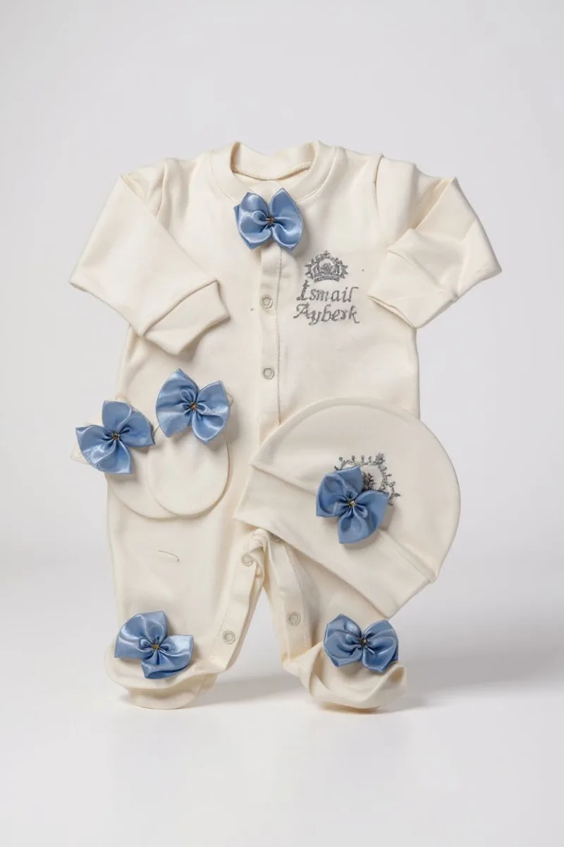 Erkek Bebek Tulum-Kişiye Özel Hastane Çıkışı