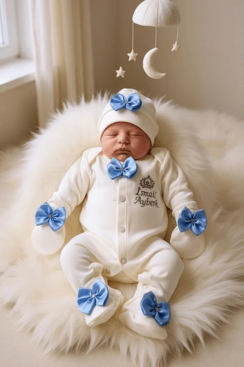 Erkek Bebek Tulum-Kişiye Özel Hastane Çıkışı