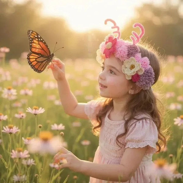 El Yapımı Örgü Çiçekli Taç – Renkli ve Şık Saç Aksesuarı