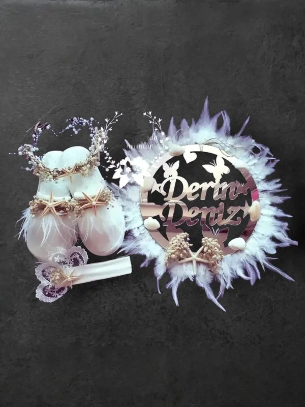 Deniz Yıldızı Temalı Bebek Kapı Süsü Seti – Taç, Terlik ve Bandana Takımı