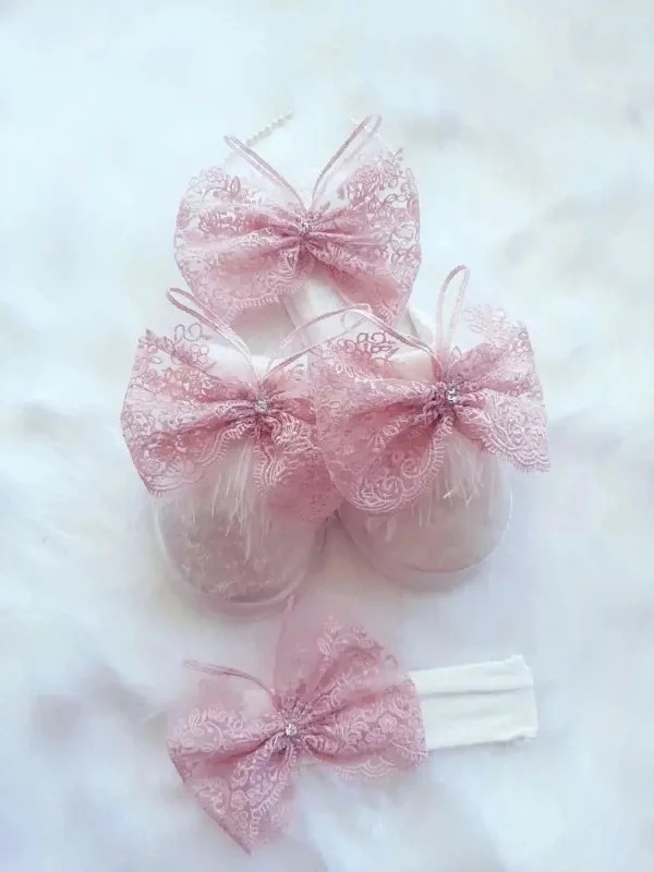 Rüya Lohusa Taç Terlik Bant Seti-Pudra