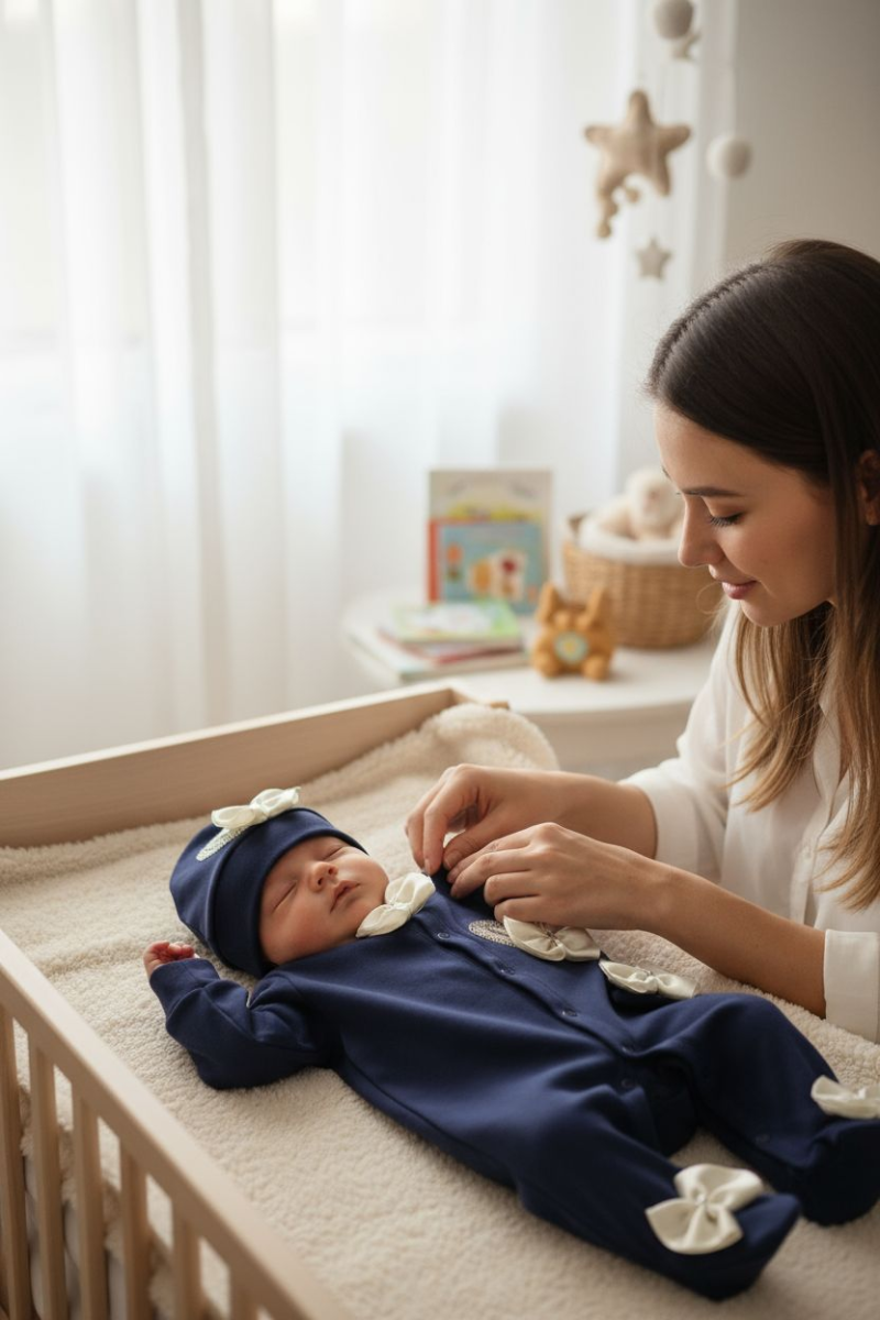 Erkek Bebek Tulum Set-Lacivert