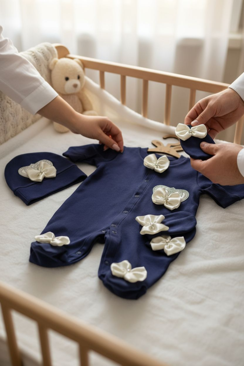 Erkek Bebek Tulum Set-Lacivert