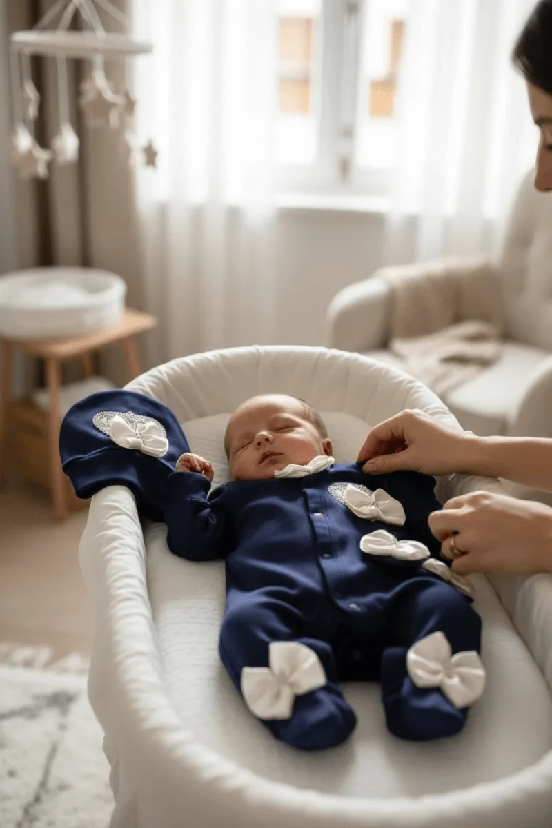 Erkek Bebek Tulum Set-Lacivert