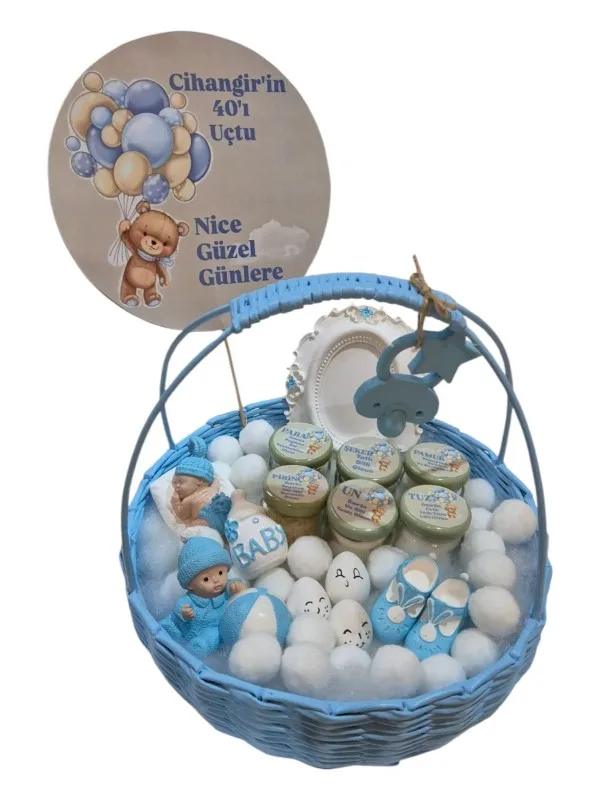 Erkek Bebek 40 Uçurma Sepeti