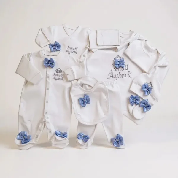 Erkek Bebek 10lu Hastane Çıkış Seti-Nakışlı