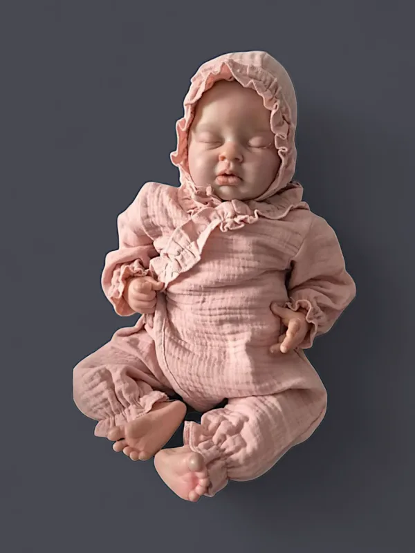 Kız Bebek Müslin Fırfır Kruvaze Tulum - Pudra