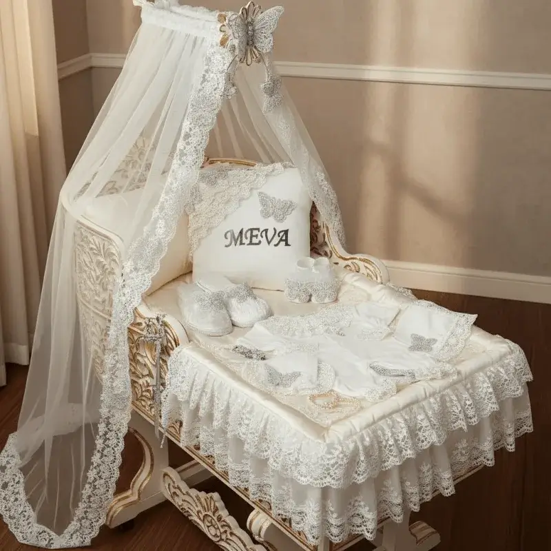 Kelebek Desenli Yeni Doğan Hastane Çıkış Seti – 6 Parça Bebek Giyim Takımı