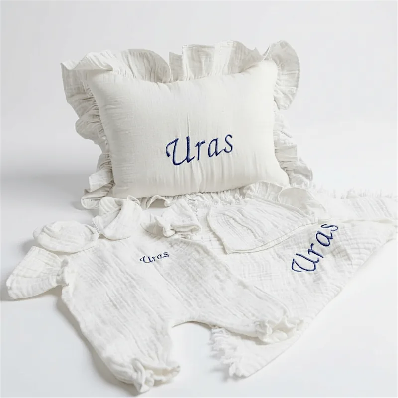 %100 Organik 4 Katlı Müslin Tulum,Yastık Ve Battaniye Seti