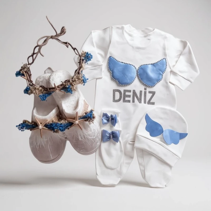 Deniz Yıldızlı Erkek Bebek Hastane Çıkış Seti