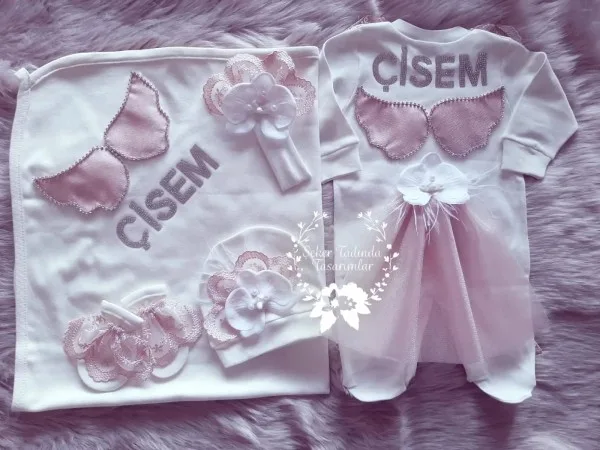 Beyaz Orkide Detaylı Battaniye-Tulum Seti