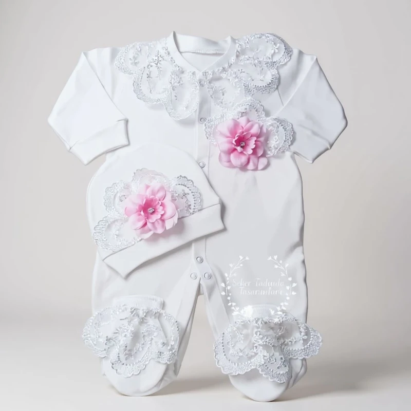 Prenses pembe Yenidoğan Tulum Seti