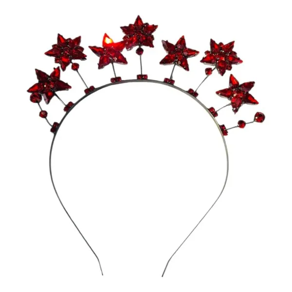 Kristal Taşlı Yıldız Tacı - Kırmızı