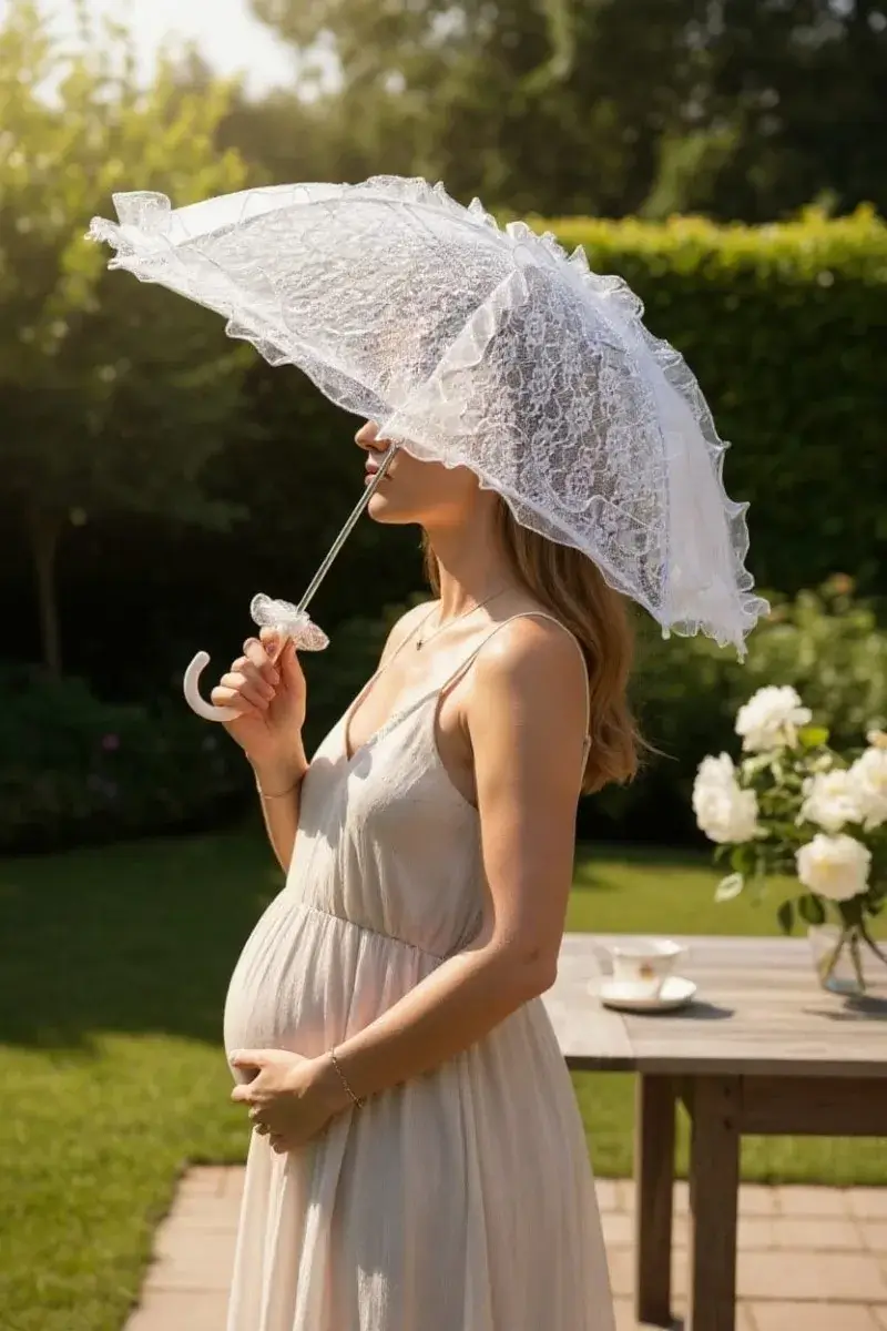 Beyaz Dantelli Vintage Şık Kadın Şemsiye - Romantik Tasarım,Fotoğraf Ve Özel Gün Aksesuarı