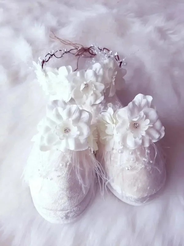 Lohusa Taç Terlik Seti – Beyaz Şebboy