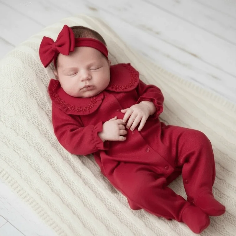 %100 Pamuklu Bebek Tulum ve Bandana Seti