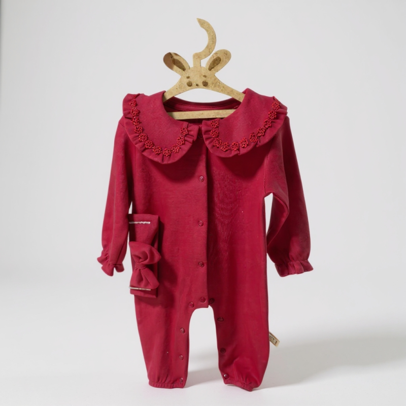 %100 Pamuklu Bebek Tulum ve Bandana Seti