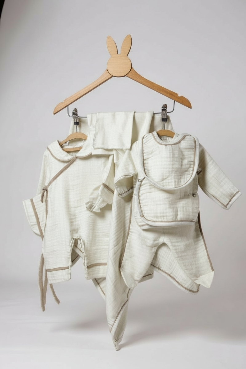 4 Kat Müslin 10’lu Yenidoğan Hastane Çıkış Seti