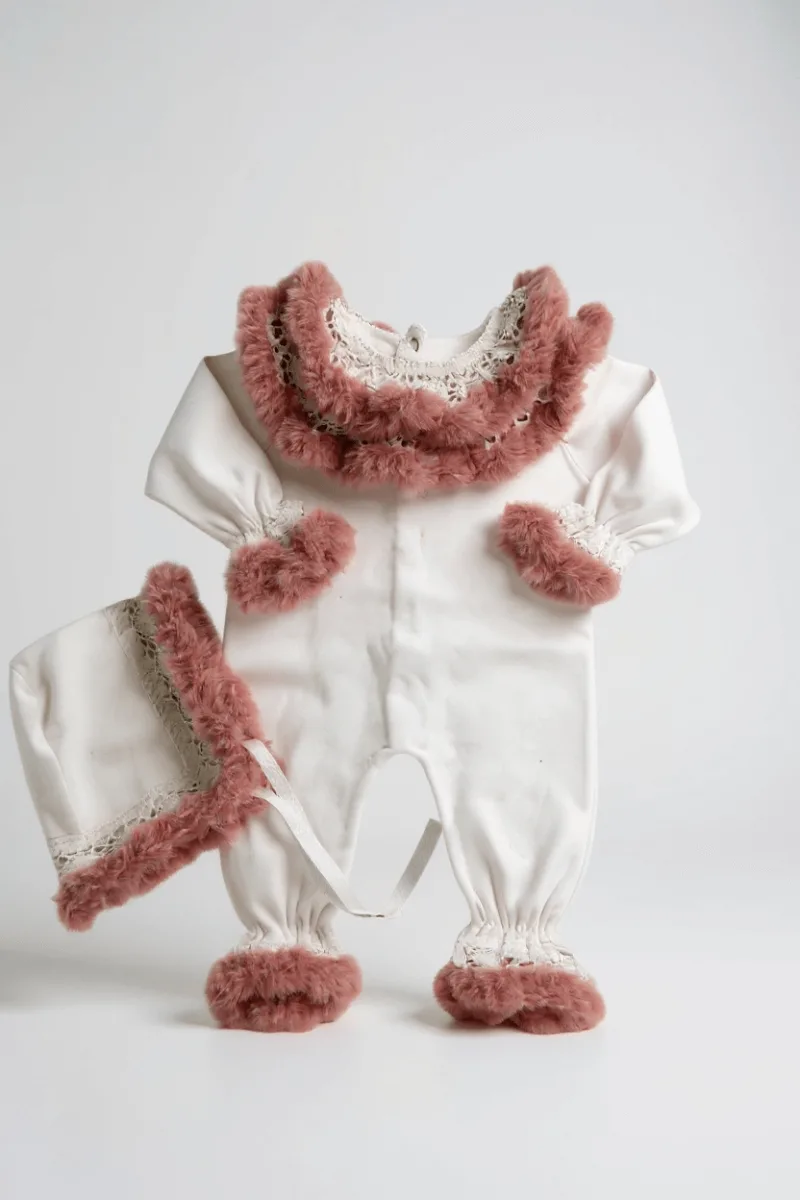 Prenses Koleksiyonu-El İşlemeli Dantel Tulum-Gül Kurusu