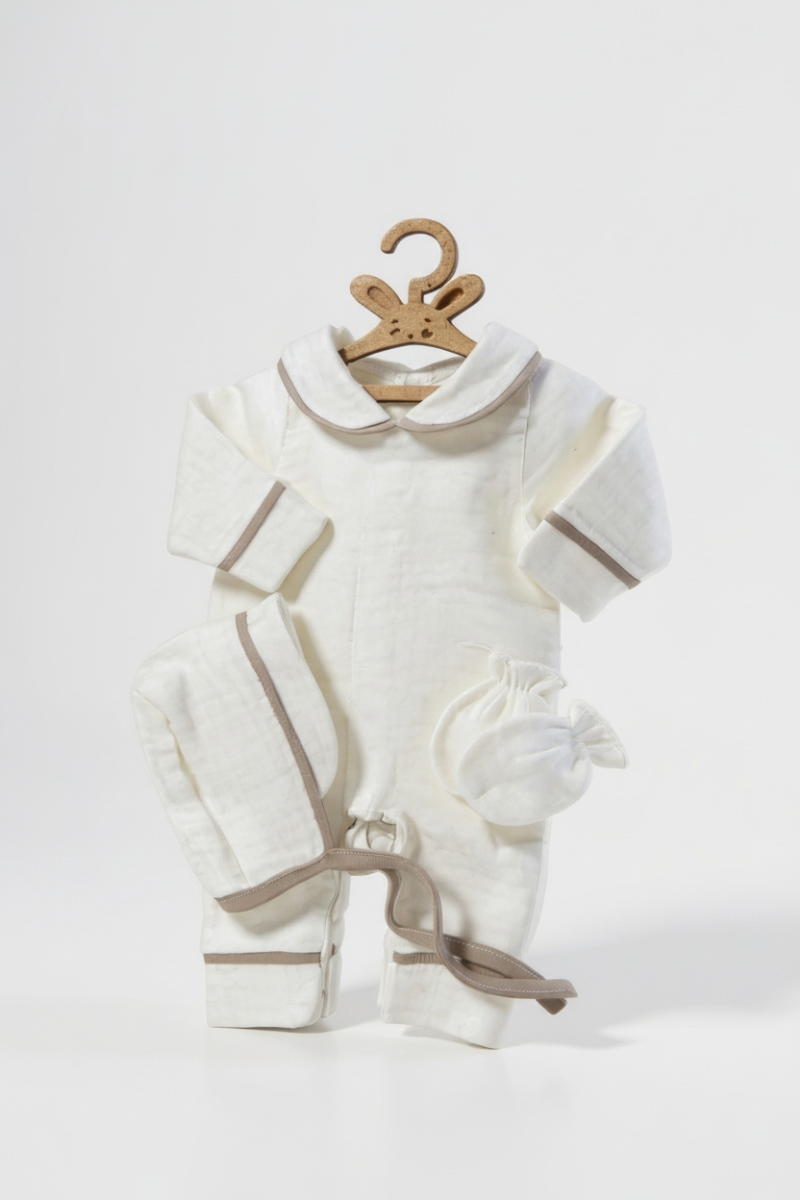 4 Kat Müslin %100 Pamuk Penye Bebek Hastane Çıkışı-Nefes Alan Doğal Kumaş