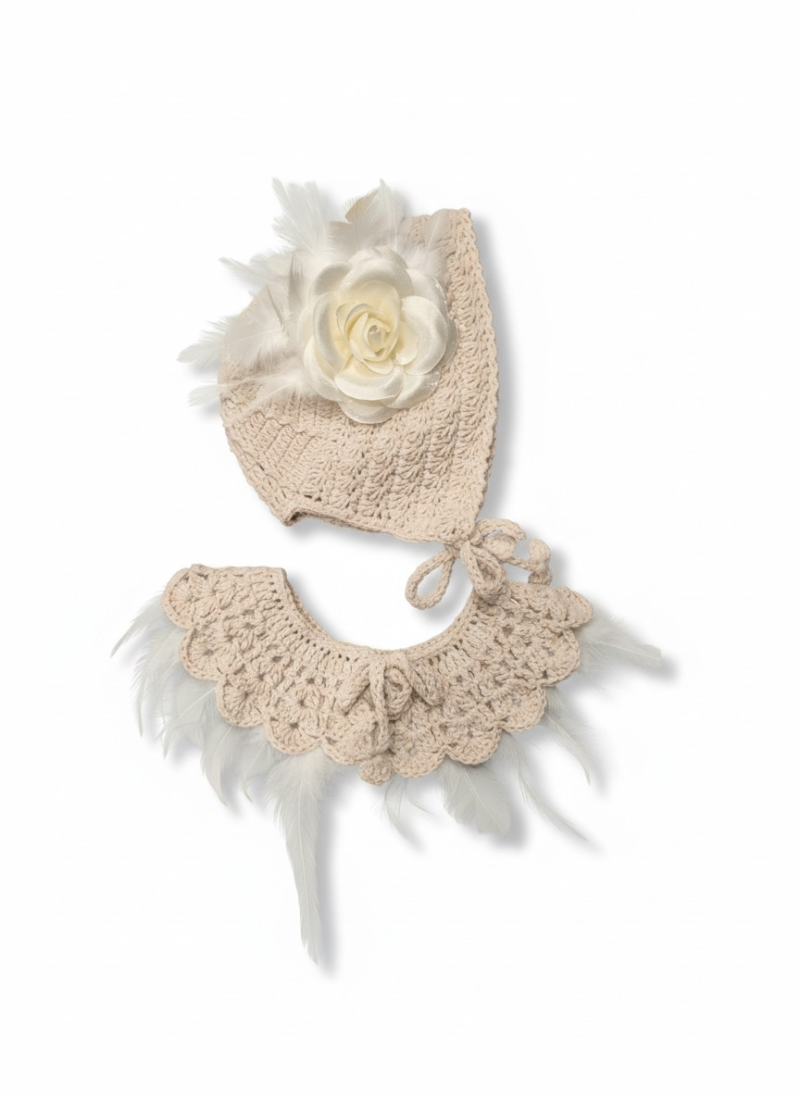 Vintage Şapka ve Yaka Takımı - Bebek Hediyelik