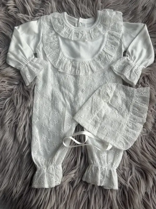 Dantelli Bonet Şapkalı Tulum Set