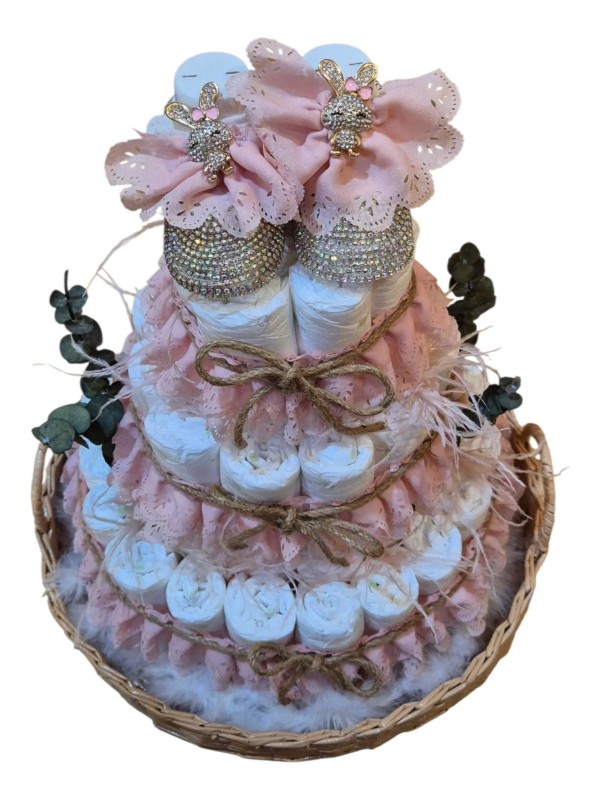 Kız Bebek Bez Pastası Ve Taşlı Ayakkabı