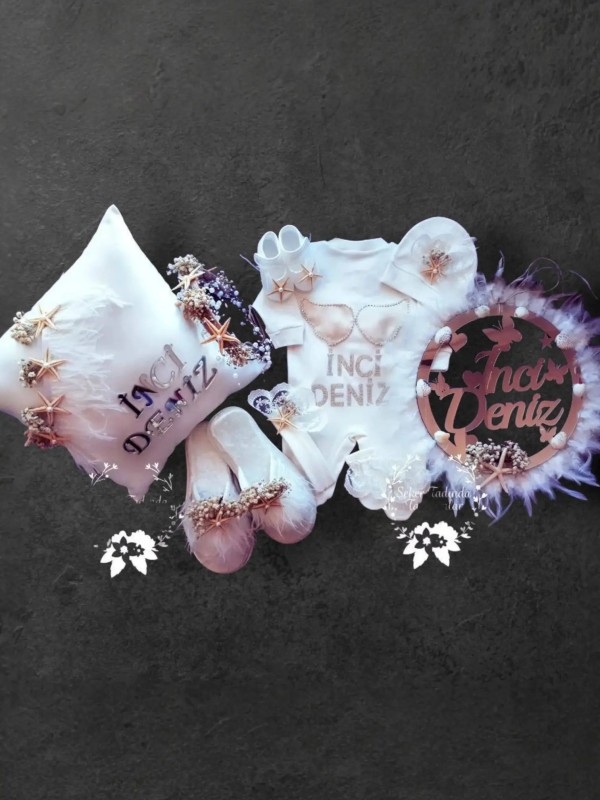 Deniz Yıldızlı 9'lu Mega Hastane Çıkış Seti  Kız Bebek İçin Özel Tasarım