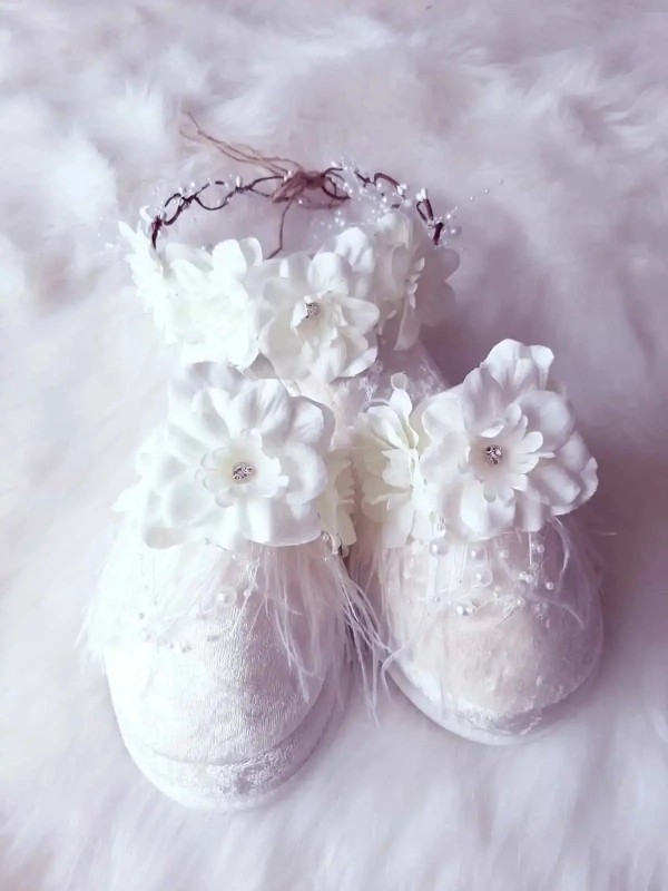 Lohusa Taç Terlik Seti – Beyaz Şebboy