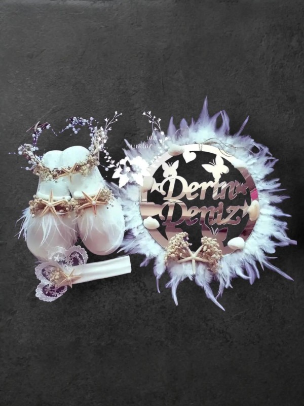 Deniz Yıldızı Temalı Bebek Kapı Süsü Seti – Taç, Terlik ve Bandana Takımı