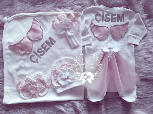 Beyaz Orkide Detaylı Battaniye-Tulum Seti