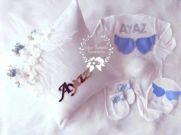 Bebe Mavi Detaylı Yastıklı Yeni Doğan Seti