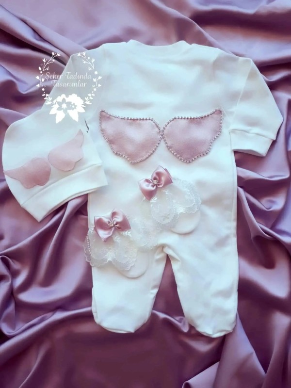 Pudra Melek Kanatlı Tulum Seti