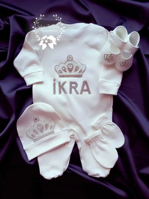 Prenses Taçlı,Ayakkabılı Hastane Çıkış Seti