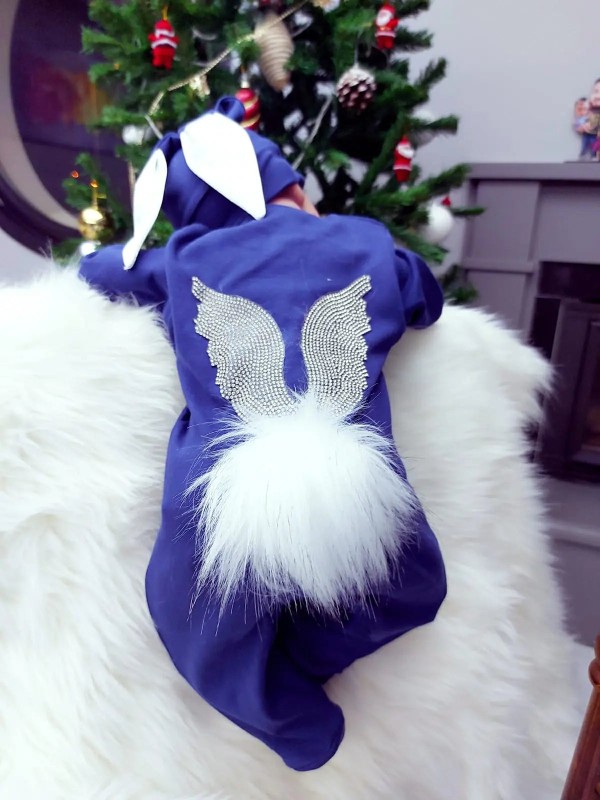 Lacivert Tavşan Kulak Tulum Set