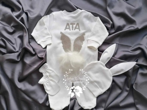 Beyaz Tavşan Kulaklı Tulum Seti